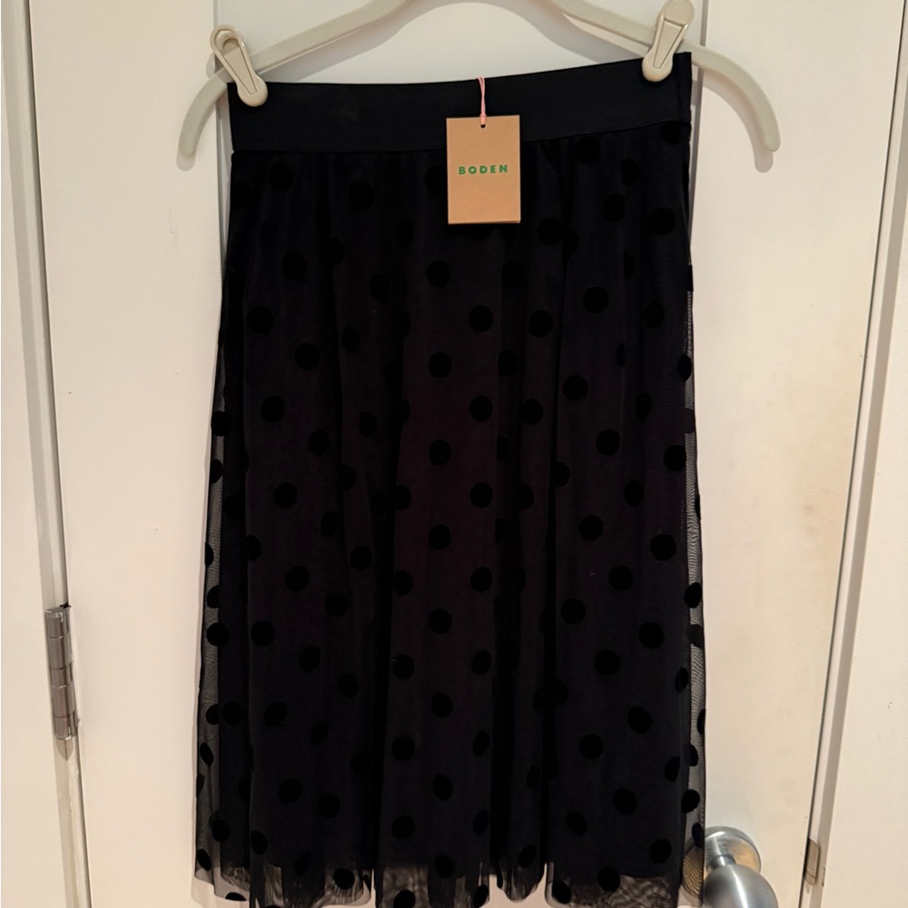 Boden Black Polka Dot Tulle Skirt